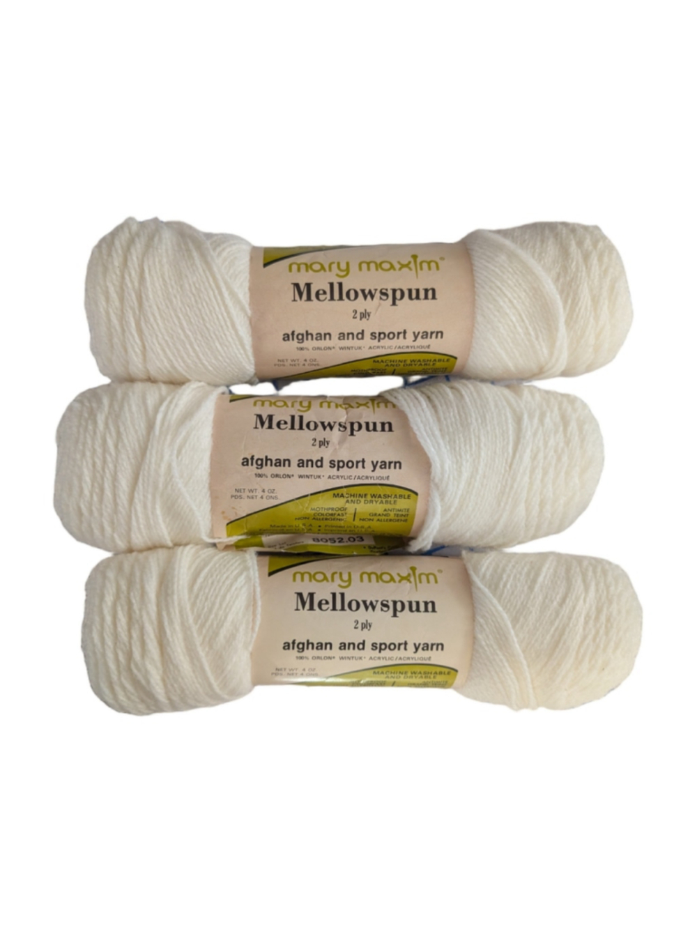 5/$25 Mary Maxim Mellowspun 2 Ply Afghan and Sport Yarn Lot of 2
